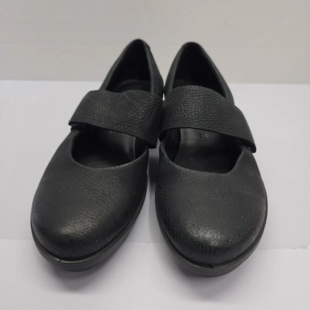 ECCO Felicia Black Leather Mary Jane Wedge Shoes 28604302001 Size 38 US 7-7.5